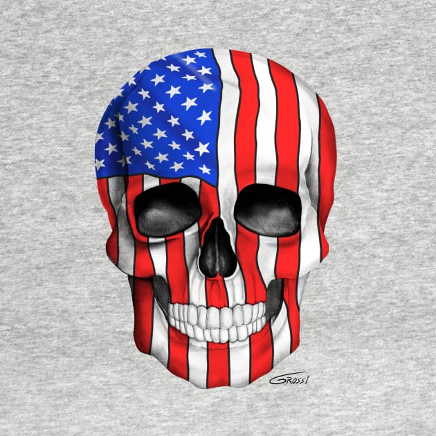 American Flag Skull (On White Background) by GDGCreations